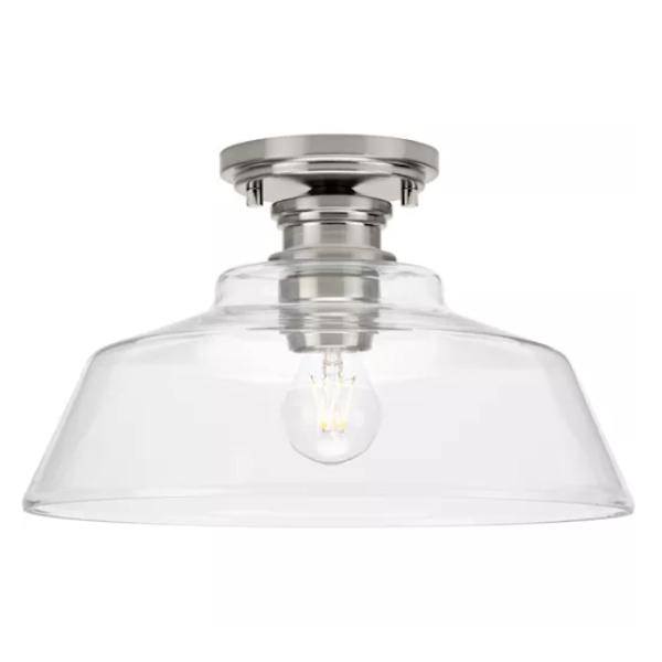 1 Light 120 volt Brushed Nickel Clear Glass Shade Ceiling Light Fixture