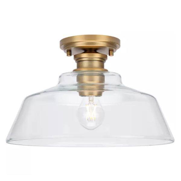 1 Light 120 volt Vintage Brass Clear Glass Shade Ceiling Light Fixture