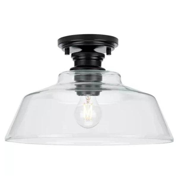 1 Light 120 volt Matte Black Clear Glass Shade Ceiling Light Fixture