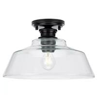 Progress Lighting 1 Light 120 volt Matte Black Clear Glass Shade Ceiling Light Fixture