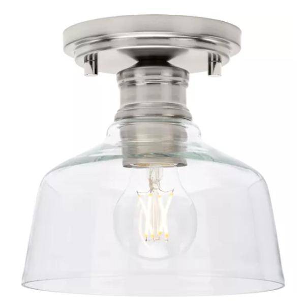 1 Light 120 volt Brushed Nickel Clear Glass Shade Ceiling Light Fixture