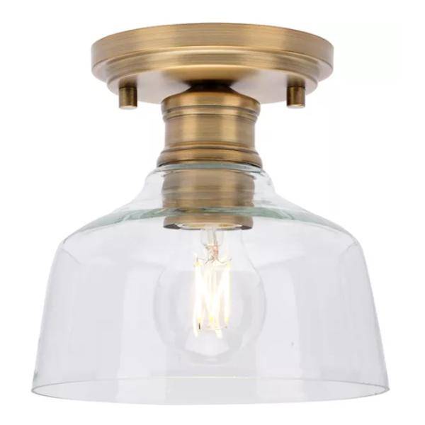 1 Light 120 volt Vintage Brass Clear Glass Shade Ceiling Light Fixture