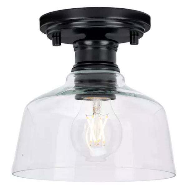 1 Light 120 volt Matte Black Clear Glass Shade Ceiling Light Fixture