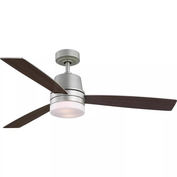 52" Brushed Nickel 3 Silver/Walnut Blade Indoor LED Ceiling Fan