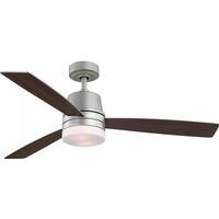 Progress Lighting 52" Brushed Nickel 3 Silver/Walnut Blade Indoor LED Ceiling Fan