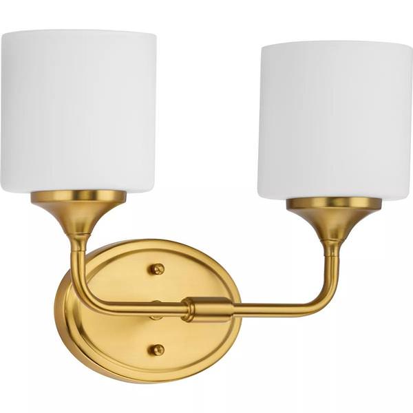 2 Light 120 volt Brushed Gold Vanity Light Fixture