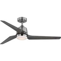 Progress Lighting 52" Brushed Nickel 3 Blade Remote Control LED Ceiling Fan