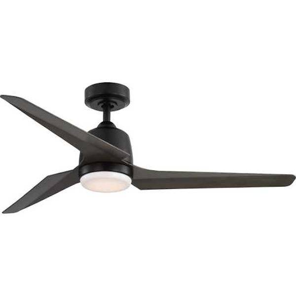 52" Matte Black 3 Blade Remote Control LED Ceiling Fan