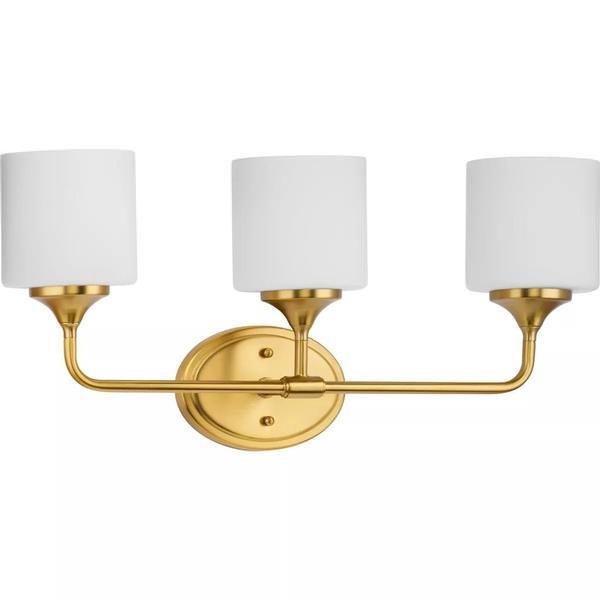 3 Light 120 volt Brushed Gold Vanity Light Fixture