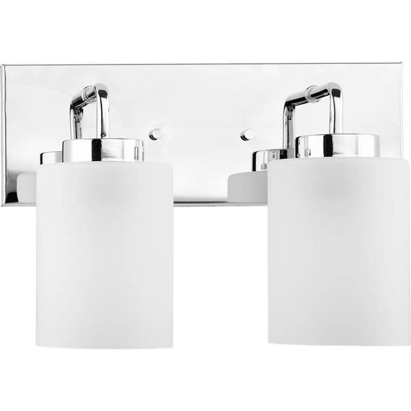 2 Light 120 volt Polished Chrome Vanity Frosted Glass Light Fixture