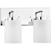 View 2 Light 120 volt Polished Chrome Vanity Frosted Glass Light Fixture