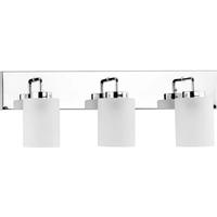 View 3 Light 120 volt Polished Chrome Vanity Frosted Glass Light Fixture
