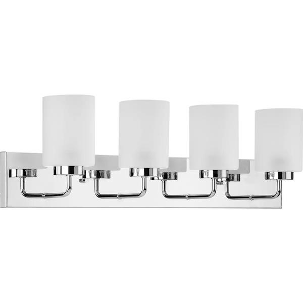 4 Light 120 volt Polished Chrome Vanity Frosted Glass Light Fixture