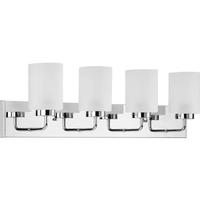 View 4 Light 120 volt Polished Chrome Vanity Frosted Glass Light Fixture