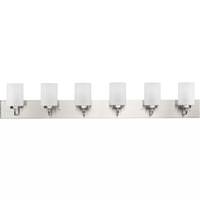 Progress Lighting 6 Light 120 volt Brushed Nickel Vanity Frosted Glass Light Fixture