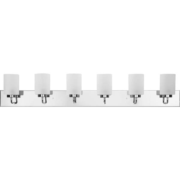 6 Light 120 volt Polished Chrome Vanity Frosted Glass Light Fixture