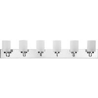 Progress Lighting 6 Light 120 volt Polished Chrome Vanity Frosted Glass Light Fixture