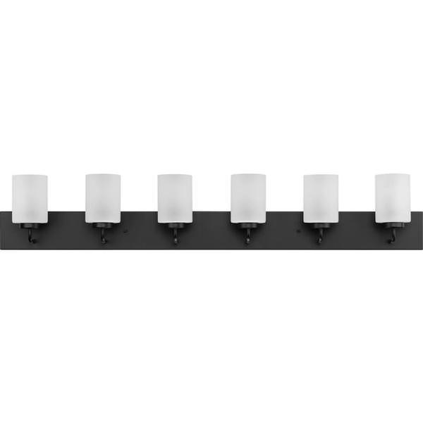 6 Light 120 volt Matte Black Vanity Frosted Glass Light Fixture