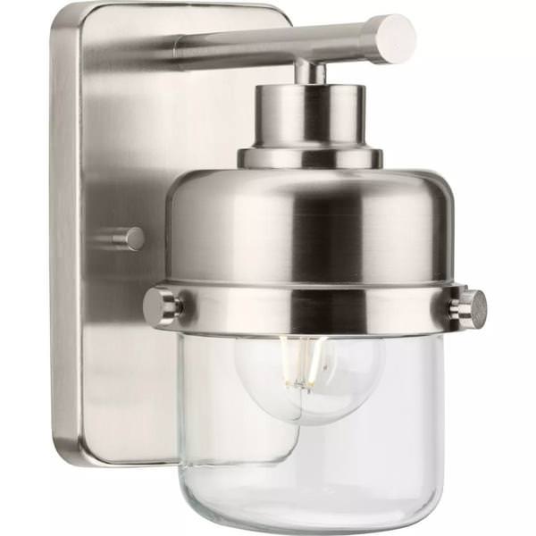 1 Light 120 volt Brushed Nickel Vanity Clear Glass Light Fixture