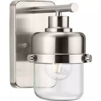 Progress Lighting 1 Light 120 volt Brushed Nickel Vanity Clear Glass Light Fixture