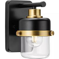 Progress Lighting 1 Light 120 volt Matte Black/Vintage Brass Vanity Clear Glass Light Fixture