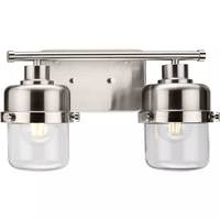 View 2 Light 120 volt Brushed Nickel Vanity Clear Glass Light Fixture