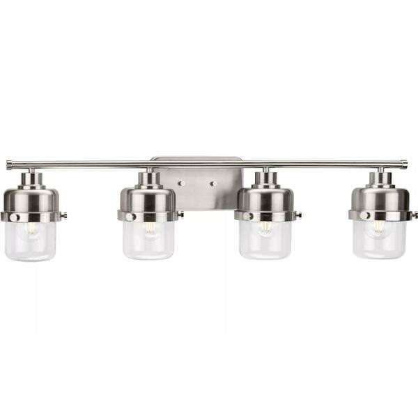 4 Light 120 volt Brushed Nickel Vanity Clear Glass Light Fixture