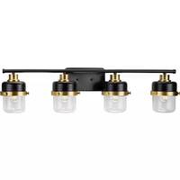 Progress Lighting 4 Light 120 volt Matte Black/Vintage Brass Vanity Clear Glass Light Fixture