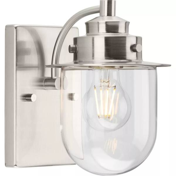 1 Light 120 volt Brushed Nickel Vanity Clear Glass Light Fixture