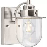 Progress Lighting 1 Light 120 volt Brushed Nickel Vanity Clear Glass Light Fixture