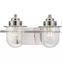 View 2 Light 120 volt Brushed Nickel Vanity Clear Glass Light Fixture