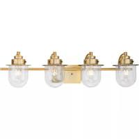 Progress Lighting 4 Light 120 volt Vintage Brass Vanity Clear Glass Light Fixture