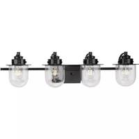 Progress Lighting 4 Light 120 volt Matte BlackVanit y Clear Glass Light Fixture