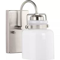Progress Lighting 1 Light 120 volt Brushed Nickel Vanity Opal Glass Bell Light Fixture
