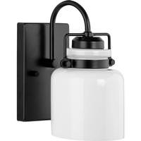 Progress Lighting 1 Light 120 volt Matte Black Vanity Opal Glass Bell Light Fixture