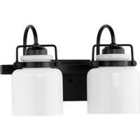 View 2 Light 120 volt Matte Black Vanity Opal Glass Bell Light Fixture