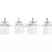 Progress Lighting 4 Light 120 volt Brushed Nickel Vanity Opal Glass Bell Light Fixture