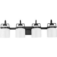 Progress Lighting 4 Light 120 volt Matte Black Vanity Opal Glass Bell Light Fixture