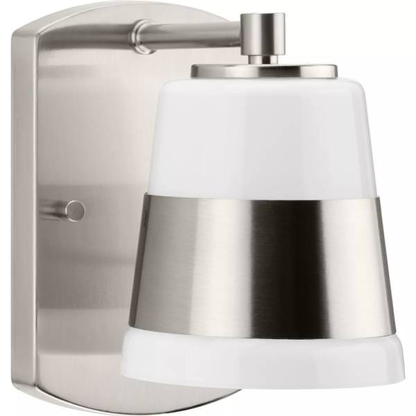 1 Light 120 volt Brushed Nickel Vanity Opal Glass Light Fixture