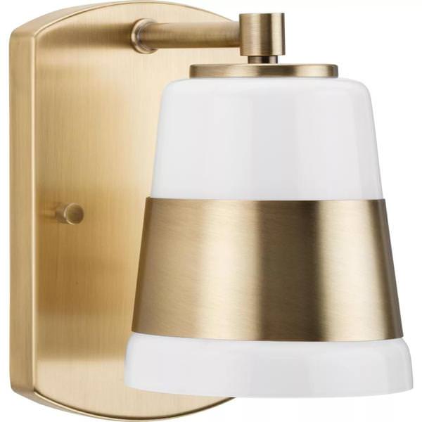 1 Light 120 volt Vintage Brass Vanity Opal Glass Light Fixture