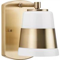 Progress Lighting 1 Light 120 volt Vintage Brass Vanity Opal Glass Light Fixture