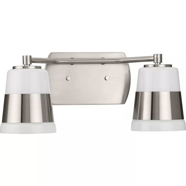 2 Light 120 volt Brushed Nickel Vanity Opal Glass Light Fixture
