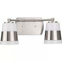 View 2 Light 120 volt Brushed Nickel Vanity Opal Glass Light Fixture