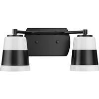 View 2 Light 120 volt Matte Black Vanity Opal Glass Light Fixture