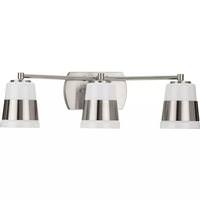 View 3 Light 120 volt Brushed Nickel Vanity Opal Glass Light Fixture