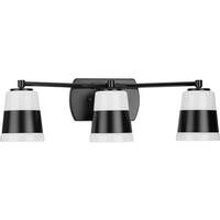 View 3 Light 120 volt Matte Black Vanity Opal Glass Light Fixture