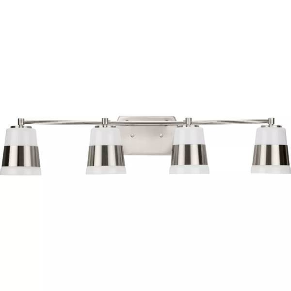 4 Light 120 volt Brushed Nickel Vanity Opal Glass Light Fixture