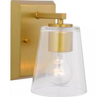 Progress Lighting 1 Light 120 volt Brushed Gold Vanity Clear Glass Light Fixture