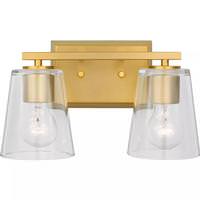 View 2 Light 120 volt Brushed Gold Vanity Clear Glass Light Fixture