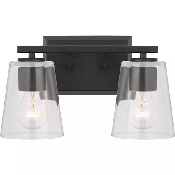 2 Light 120 volt Matte Black Vanity Clear Glass Light Fixture